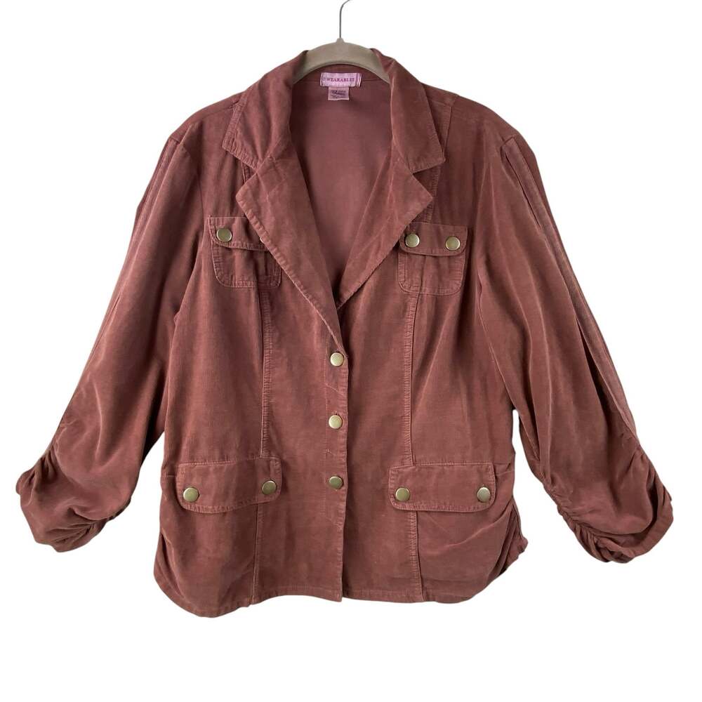 XCVI Wearables Boho Corduroy Jacket Size L/XL Brown